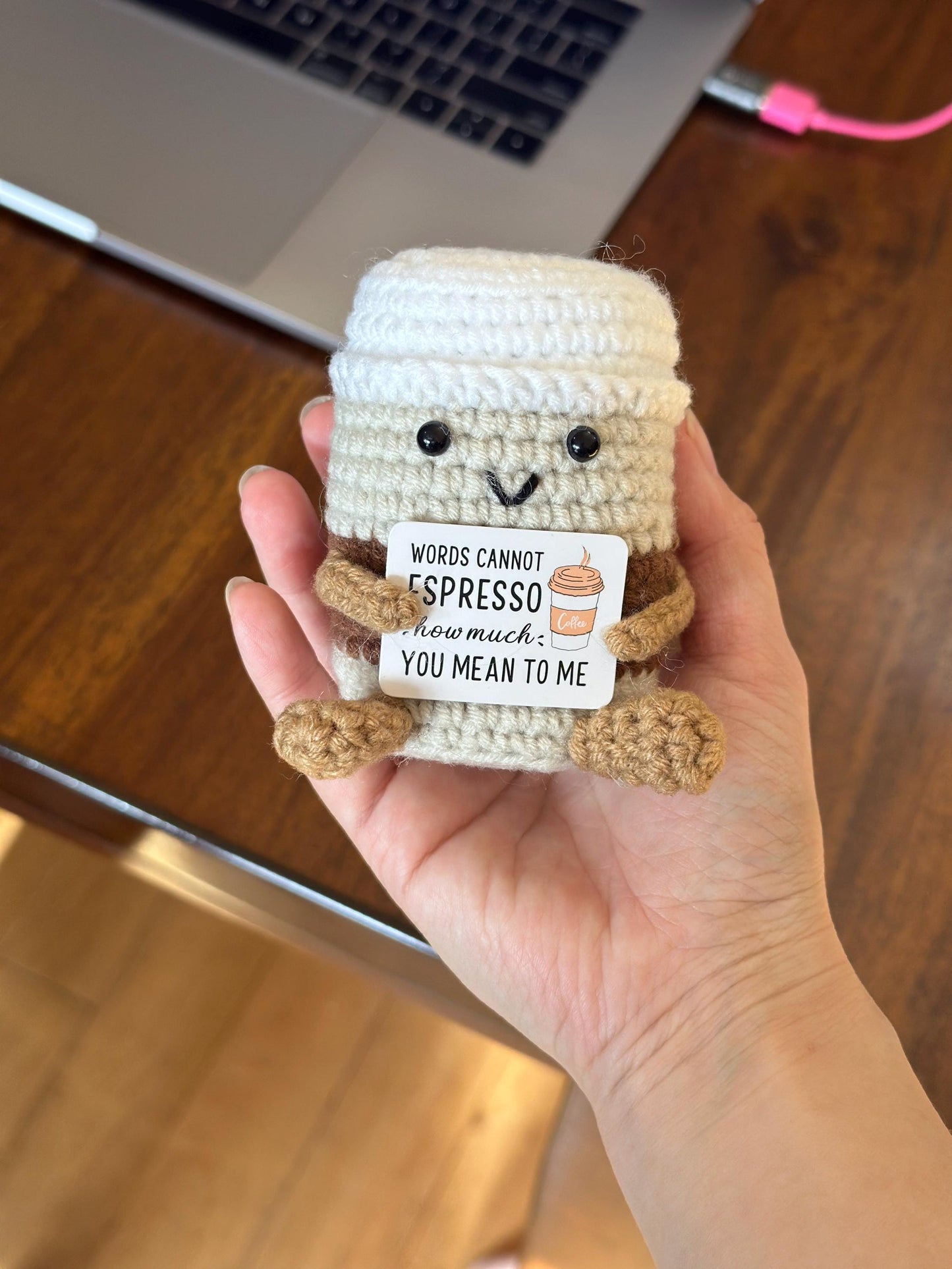Crochet Positive Emotional Support keychain Desk buddy plush Cuddly Knitted Stress relief Motivation Card Amigurumi car valentines Gift