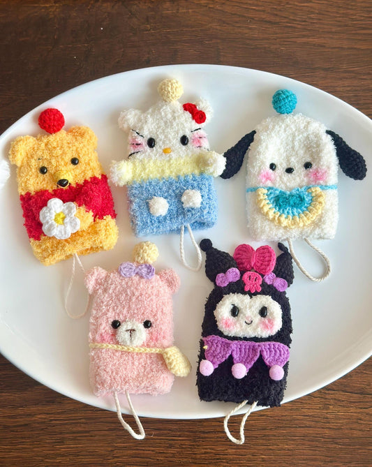 Crochet Key fob cover Key Case holder kuromi kitty Pochacco bear Sanrio inspired animal handmade Keychain Pouch Gift for her, birthdaygifts