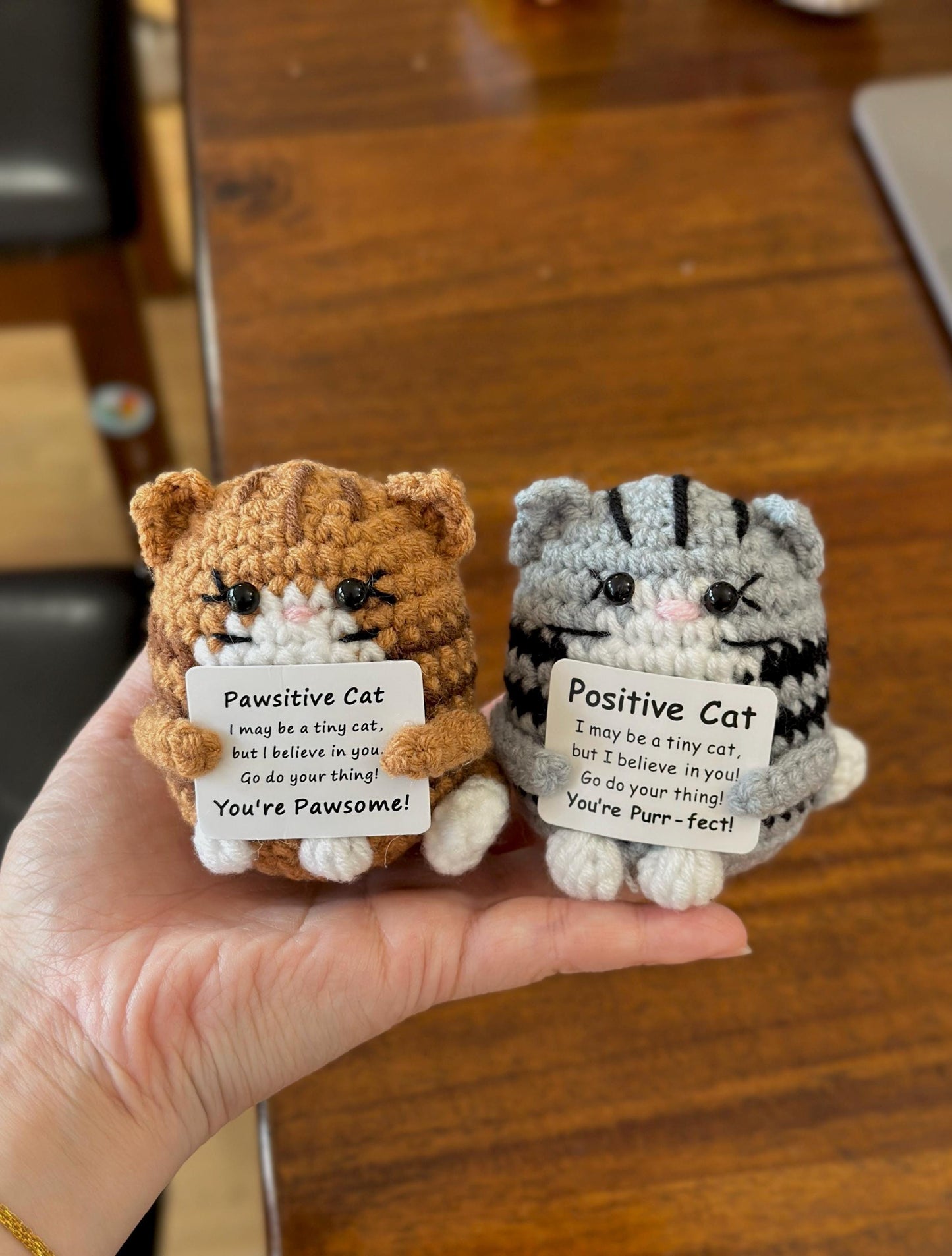 Crochet Positive Emotional Support keychain Desk buddy plush Cuddly Knitted Stress relief Motivation Card Amigurumi car valentines Gift